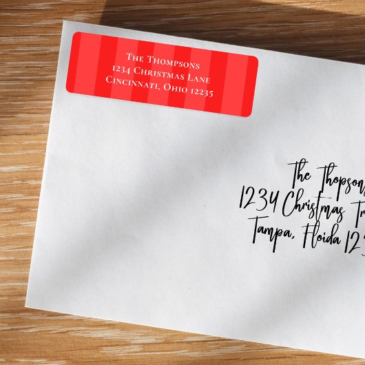 Étiquette Simple Rouge Whimsical Mignonne Fun Stripes