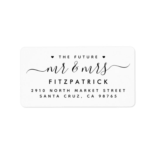 Étiquette Simple Script Future M. Mme Mariage Adresse de ret (Devant)