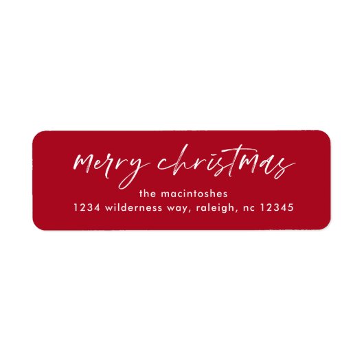 Étiquette Simple script joyeux noël rouge et blanc (Devant)