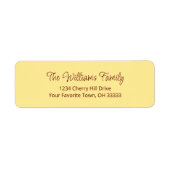 Étiquette Simple Script Nom de famille Yellow Adresse de ret (Devant)