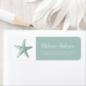 Étiquette Simple Seaglass Aquarelle Starfish Adresse de reto (En situation)