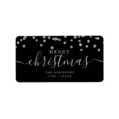 Étiquette Simple Silver Noël Parties scintillant Noir (Devant)
