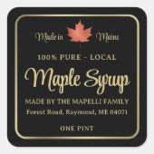 Étiquette simple sirop d'érable cadre or feuille r (Devant)