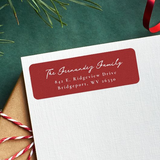 Étiquette Simple sonnerie rouge Adresse de retour de Noël