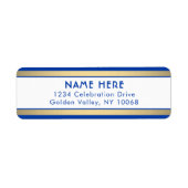 Étiquette Simple Stripes Royal Blue et Gold Adresse de retou (Devant)