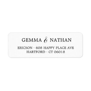 Étiquette Simple Style Couples Nom Black Return Adresse
