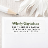 Étiquette Simple tendance Retro Vert Noël Adresse de retour (En situation)