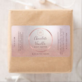 Étiquette Simple typographie cercle rose or cadre logo (En situation)