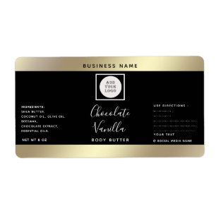 Étiquette Simple typographie noir or cosmétique logo étiquet