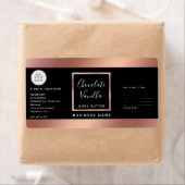 Étiquette Simple typographie noir rose or logo cosmétique (En situation)