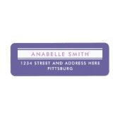 Étiquette Simple Violet Blanc Adresse de Retour Typo (Devant)