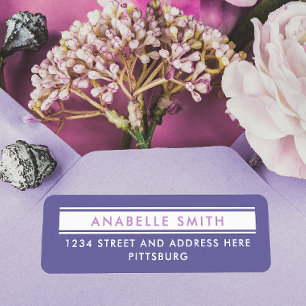 Étiquette Simple Violet Blanc Adresse de Retour Typo
