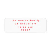 Étiquette Simple White Red Christmas Holiday Adresse de reto (Devant)