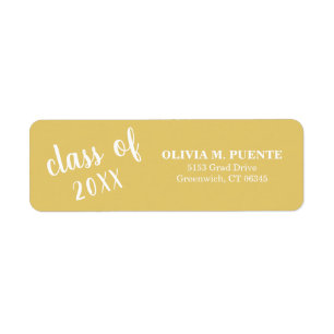 Étiquette Simple Yellow Gold Graduation Adresse de retour