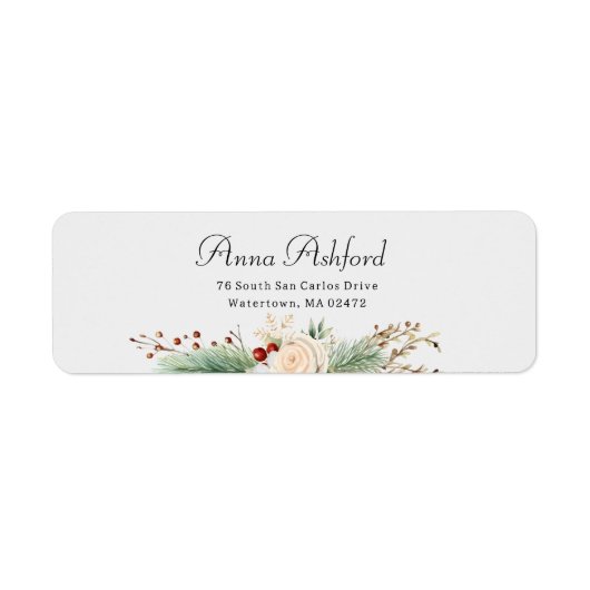 Étiquette Simplement Élégant Noël Floral (Devant)