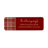 Étiquette Simplement Élégant Plaid Rouge Noël Adresse de Ret (Devant)