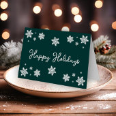 Étiquette Simplistic Snowflakes Dark Green Adresse de retour