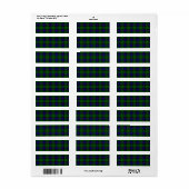 Étiquette Sinclair tartan bleu vert plaid (Feuille entière)