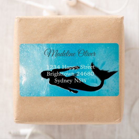 Étiquette Sirène Silhouette Bleu Océan (En situation)