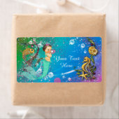 Étiquette Sirène Sous La Bouteille D'Eau De Mer (En situation)