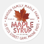 Étiquette sirop d'érable avec feuille d'érable à s (Devant)
