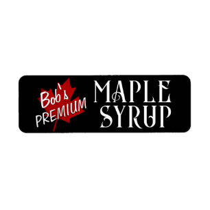 Étiquette Sirop d'érable Feuille d'érable rouge Grunge noir