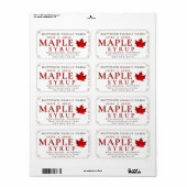 Étiquette Sirop d'érable Rouge sucre Feuille d'érable et fro (Feuille entière)