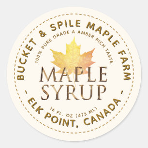 Étiquette sirop d'érable Texte Or Feuille d'érable