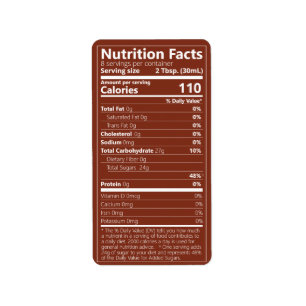 Étiquette Sirop d'érable Valeur nutritive Châtaignes Étiquet