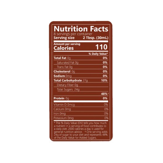 Étiquette Sirop d'érable Valeur nutritive Châtaignes Étiquet (Devant)