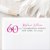Étiquette Sixty Fabulous Pink 60th Birthday Return Address (En situation)