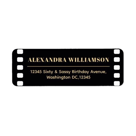 Étiquette Sixty&Sassy Black Gold Roaring 20s Adresse de reto (Devant)