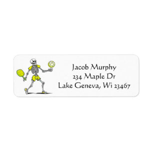 Étiquette Skeleton Jouer au Pickleball amusant