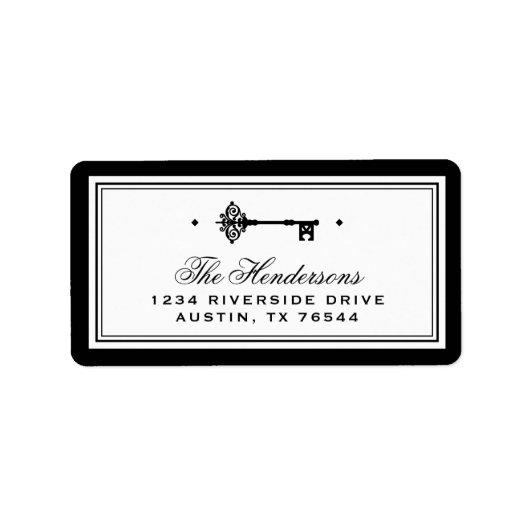 Étiquette Skeleton Key | Black and White New Address (Devant)