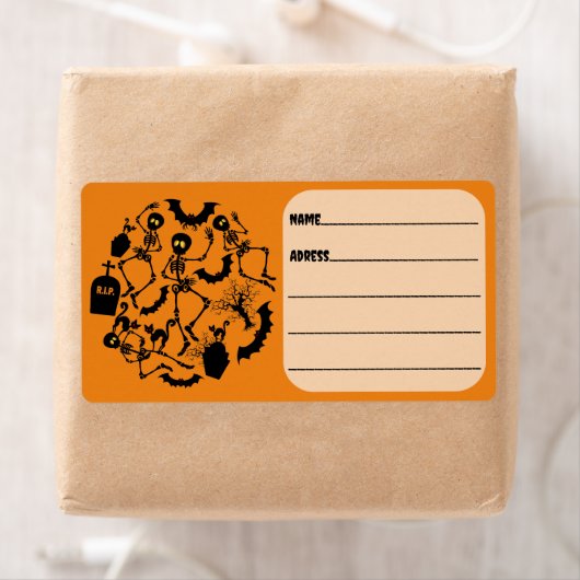 Étiquette Skeletons d'Halloween Macabre Dance (En situation)