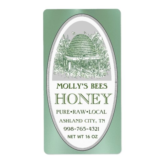 Étiquette Skep de miel avec adresse de frontière ou vert d'e (Devant)