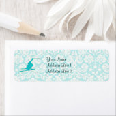 Étiquette Ski turquoise de neige (En situation)