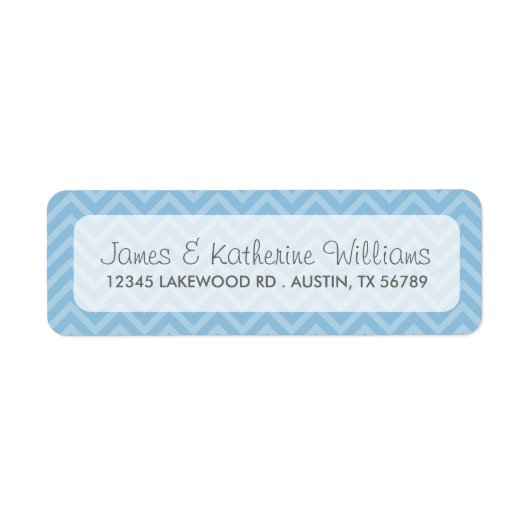 Étiquette Sky Blue Chevron Stripes Mariage moderne (Devant)