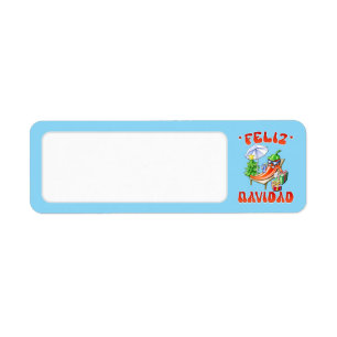 Étiquette Sky Blue Feliz Navidad Chili Blank Adresse