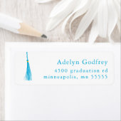 Étiquette Sky Blue Tassel Graduation Return Adresse (En situation)