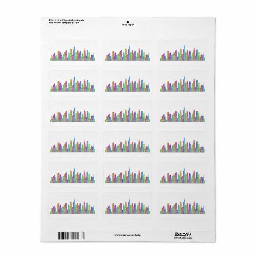 Étiquette Skyline de Chicago (Feuille entière)
