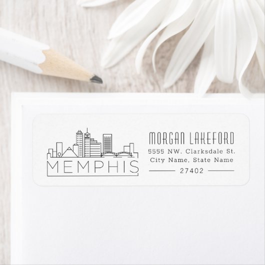 Étiquette Skyline stylisé Memphis | (En situation)