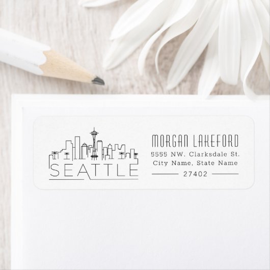 Étiquette Skyline Stylisé Seattle | (En situation)