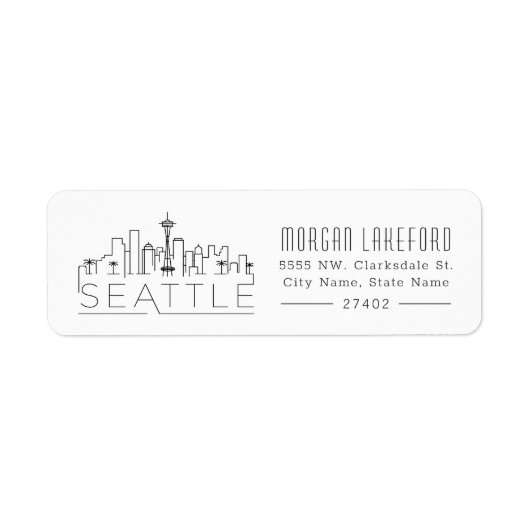 Étiquette Skyline Stylisé Seattle | (Devant)