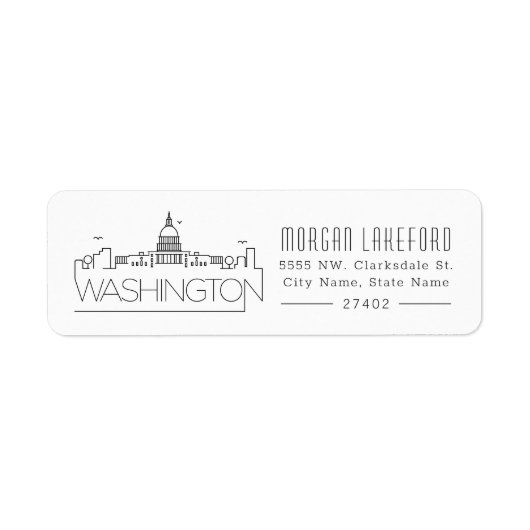 Étiquette Skyline stylisé Washington DC | (Devant)