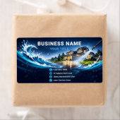 Étiquette Sleek Residential Pressure Washing Teal (En situation)