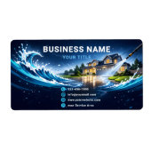 Étiquette Sleek Residential Pressure Washing Teal (Devant)