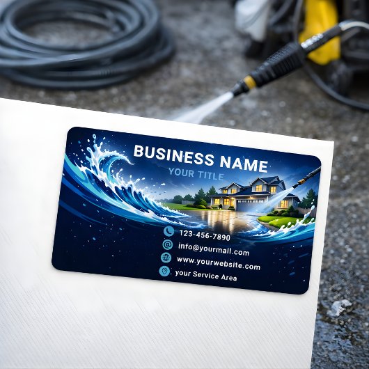 Étiquette Sleek Residential Pressure Washing Teal