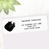 Étiquette Sleeping Black Cat Return Address Label