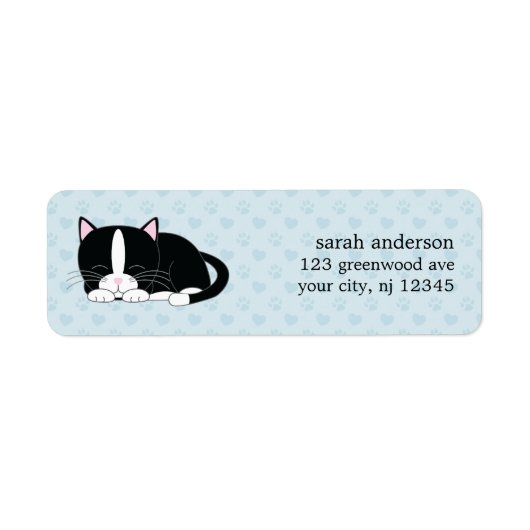 Étiquette Sleepy Kitty {Tuxedo} (Devant)